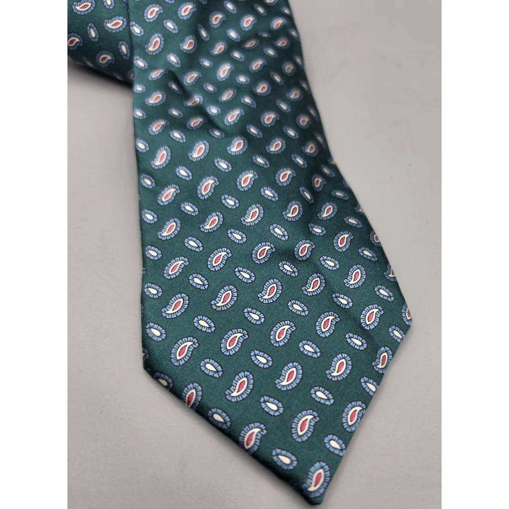 GANT Men's Silk Tie Green Teal Paisley Blue Red Classic Neck Tie 3.5" - Picture 7 of 8
